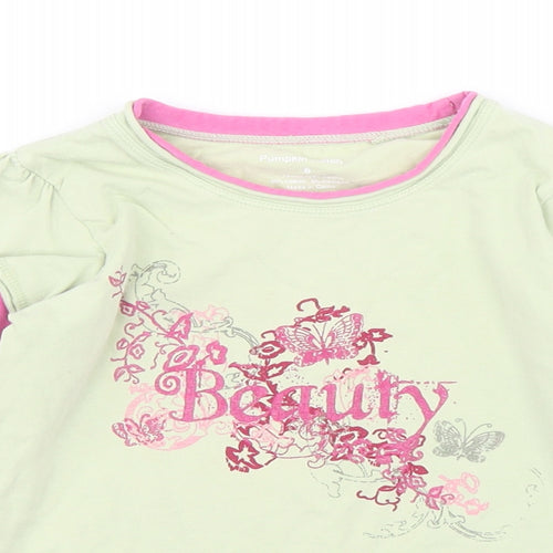 Pumpkin Patch Girls Multicoloured Geometric Cotton Basic T-Shirt Size 6 Years Round Neck Pullover