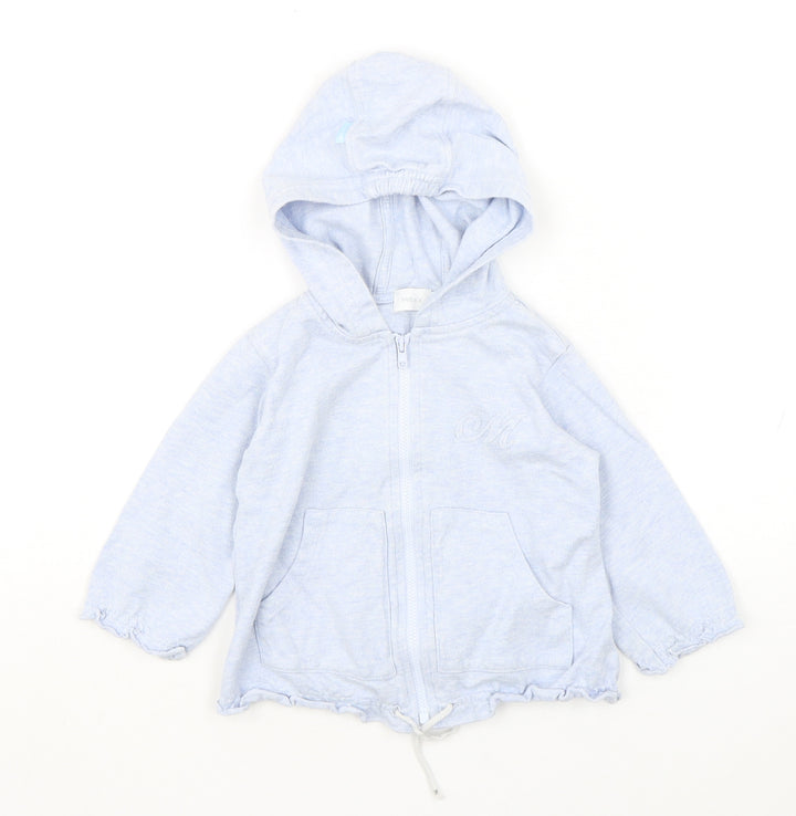 Mexx Girls Blue Cotton Full Zip Jumper Size 18-24 Months Zip