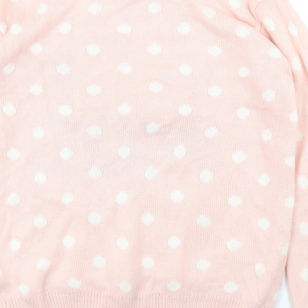 Atmosphere Womens Pink Round Neck Polka Dot Acrylic Pullover Jumper Size S   - Christmas
