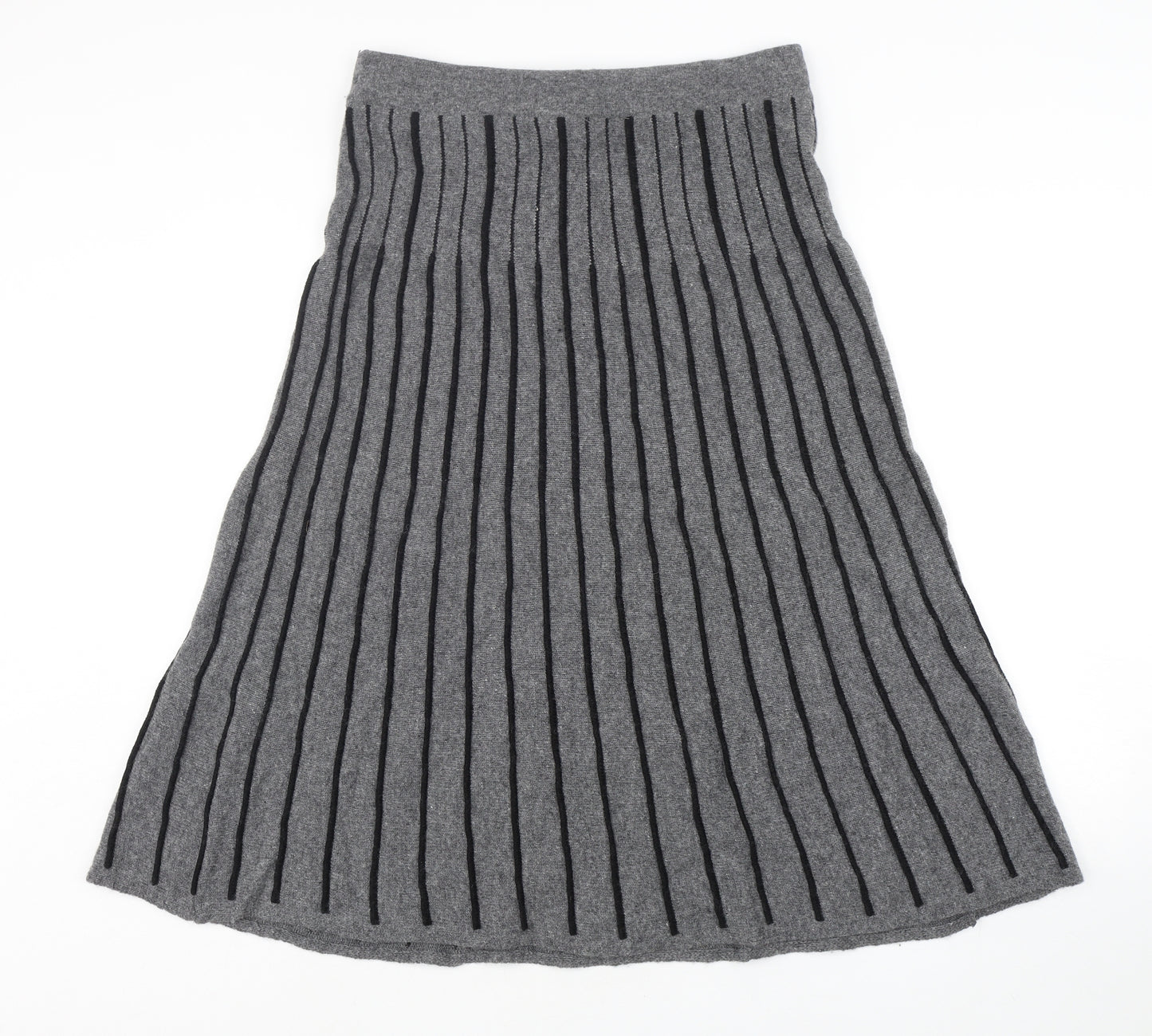 Per Una  Womens Grey Striped Wool A-Line Skirt Size 14