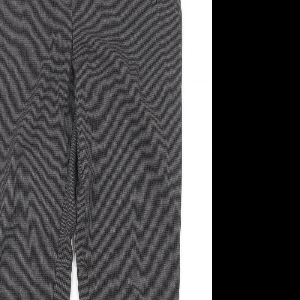 Marks and Spencer Womens Grey Houndstooth Polyester Trousers  Size 10 L30 in Slim