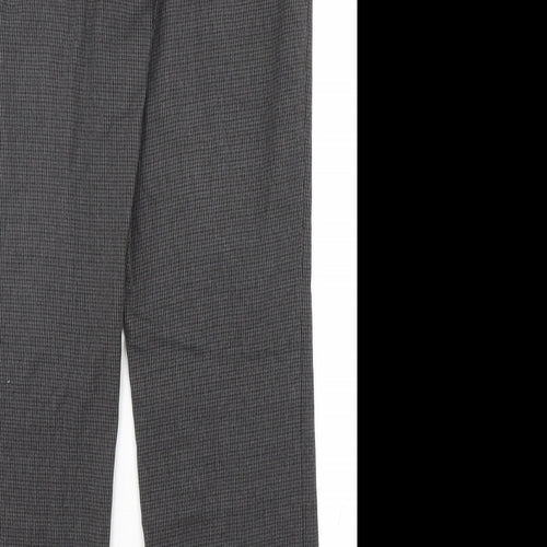Marks and Spencer Womens Grey Houndstooth Polyester Trousers  Size 10 L30 in Slim