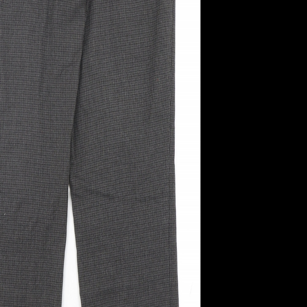 Marks and Spencer Womens Grey Houndstooth Polyester Trousers  Size 10 L30 in Slim