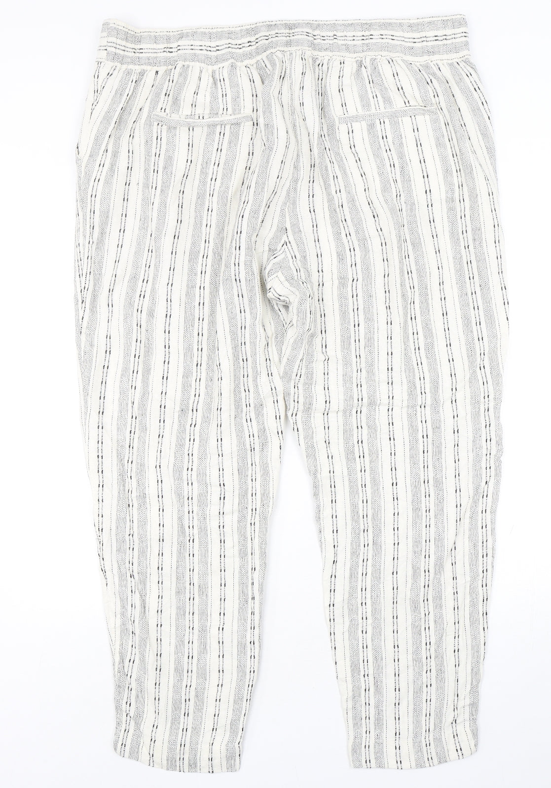 Marks and Spencer Womens Multicoloured Striped Linen Trousers  Size 20 L29 in Regular