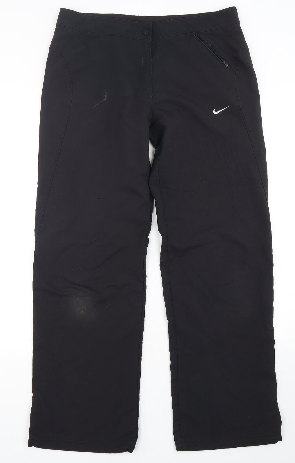 Nike Womens Black  Polyester Rain Trousers Trousers Size 12 L30 in Regular
