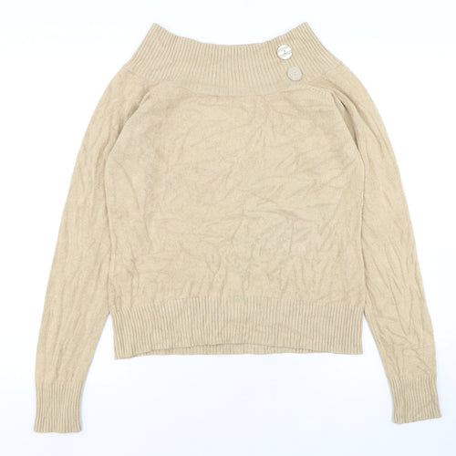 Debbie Morgan  Womens Beige High Neck  Polyester Pullover Jumper Size XL