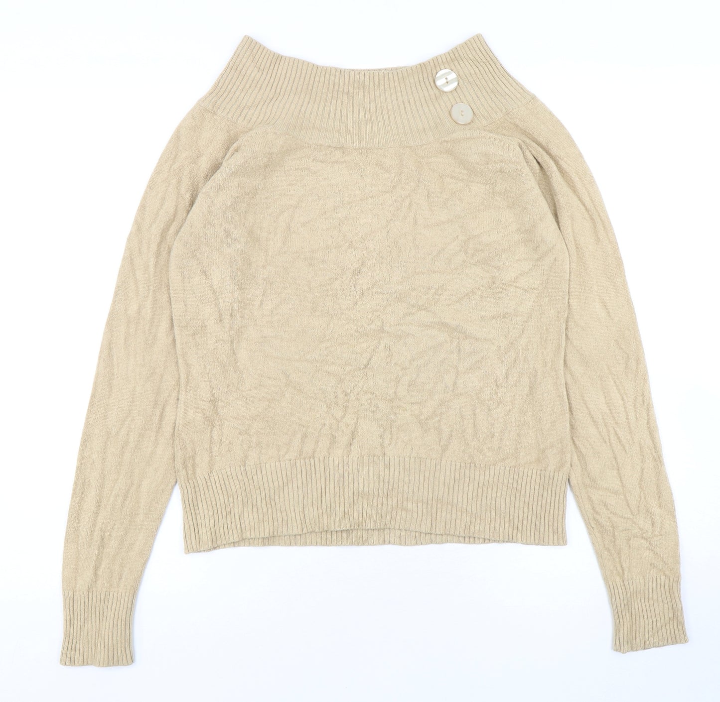 Debbie Morgan  Womens Beige High Neck  Polyester Pullover Jumper Size XL