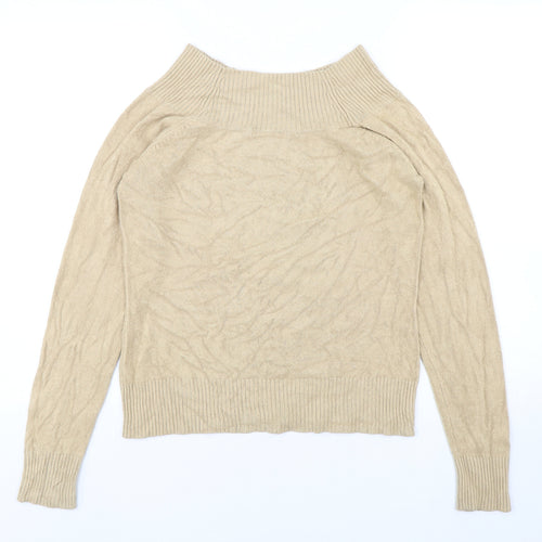 Debbie Morgan  Womens Beige High Neck  Polyester Pullover Jumper Size XL