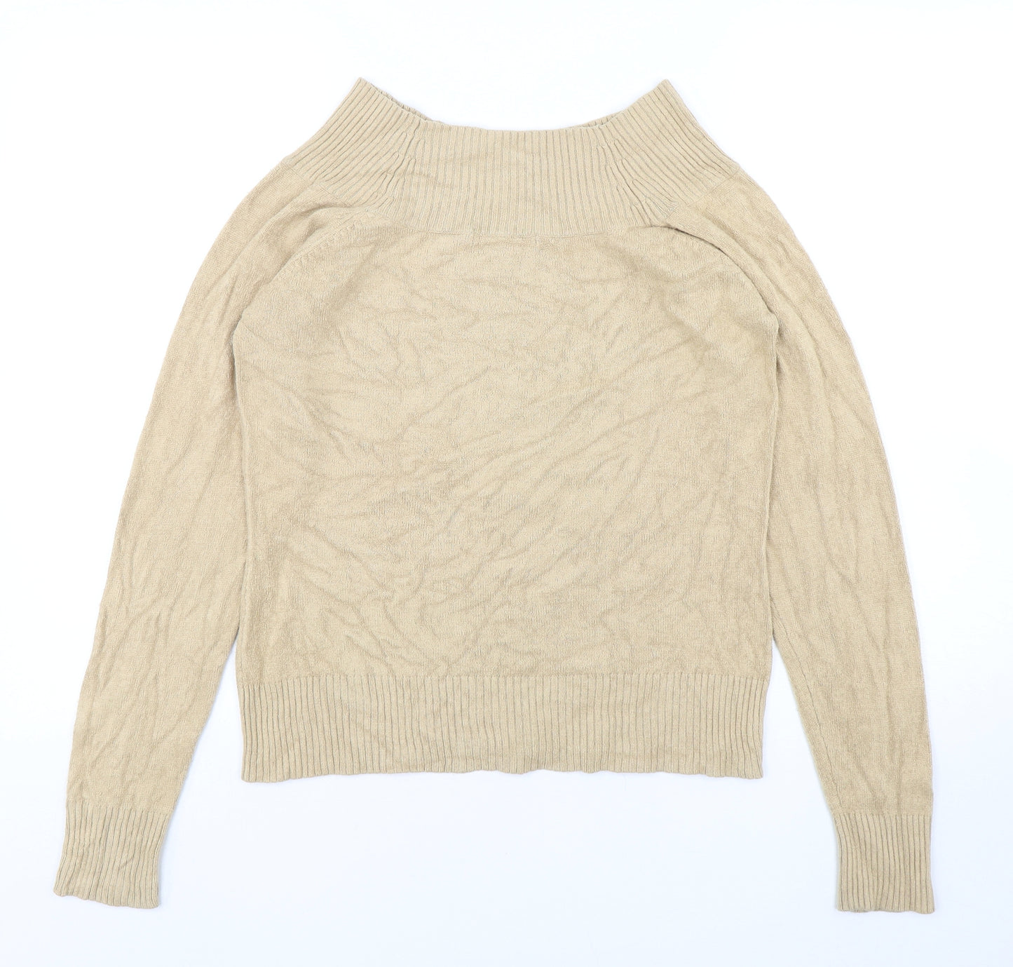 Debbie Morgan  Womens Beige High Neck  Polyester Pullover Jumper Size XL