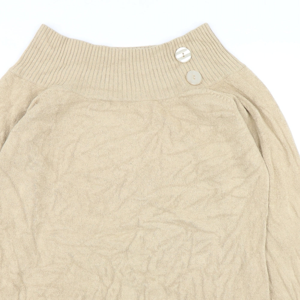 Debbie Morgan  Womens Beige High Neck  Polyester Pullover Jumper Size XL