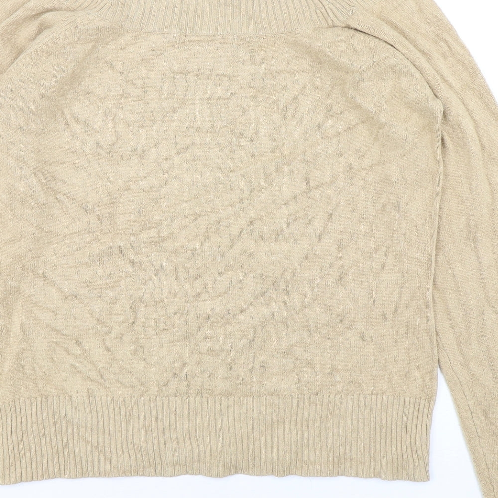 Debbie Morgan  Womens Beige High Neck  Polyester Pullover Jumper Size XL