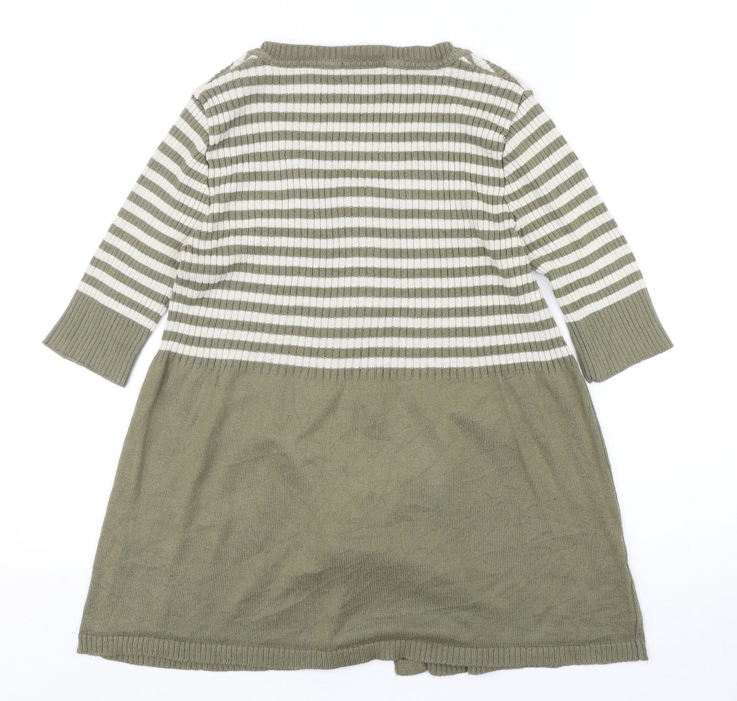 George Womens Green Round Neck Striped Cotton Cardigan Jumper Size 10
