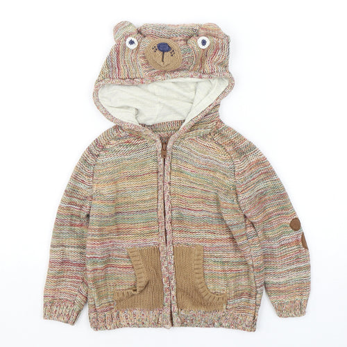 TU Boys Multicoloured Striped Cotton Full Zip Jumper Size 9-12 Months  Zip