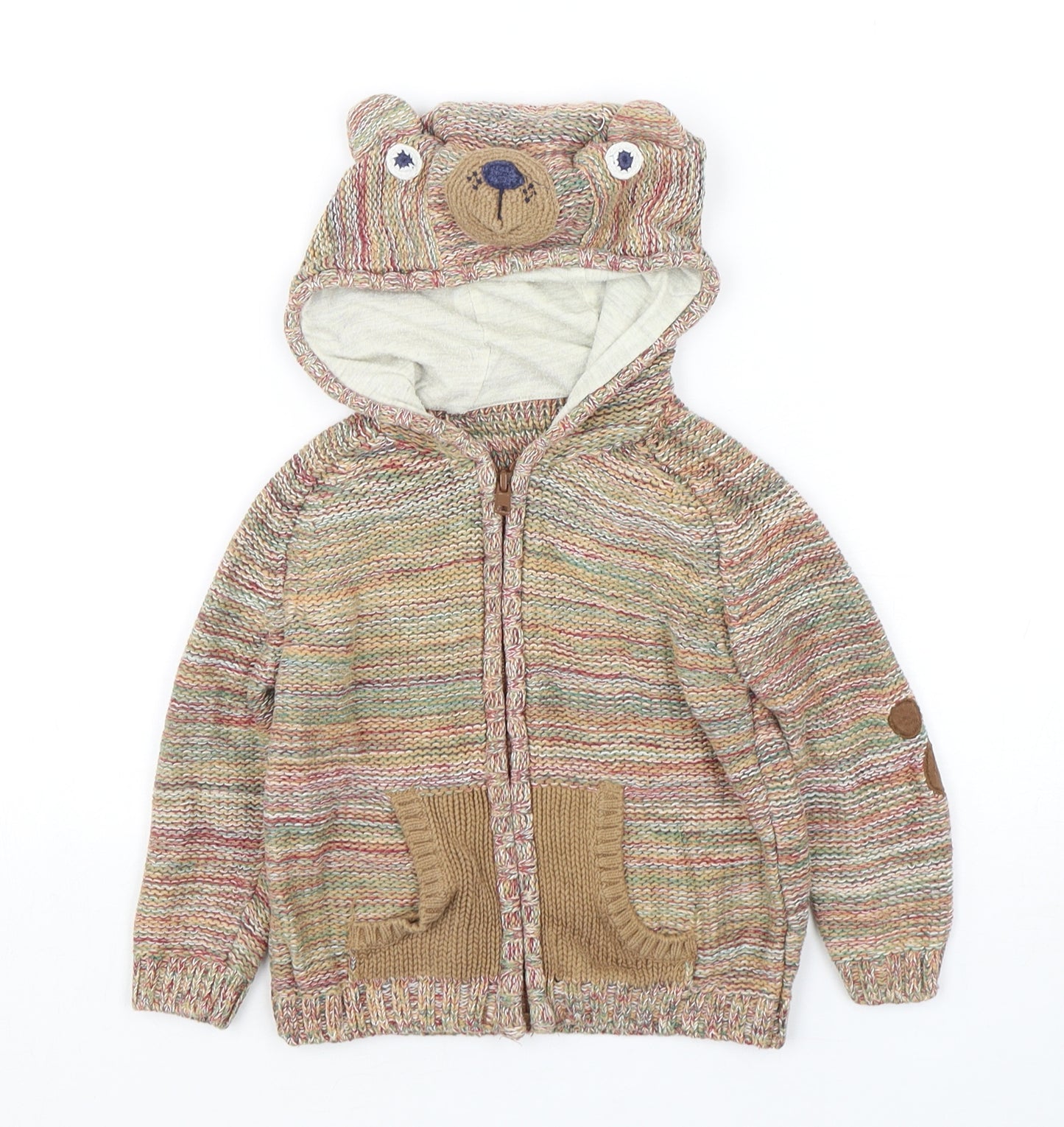TU Boys Multicoloured Striped Cotton Full Zip Jumper Size 9-12 Months  Zip