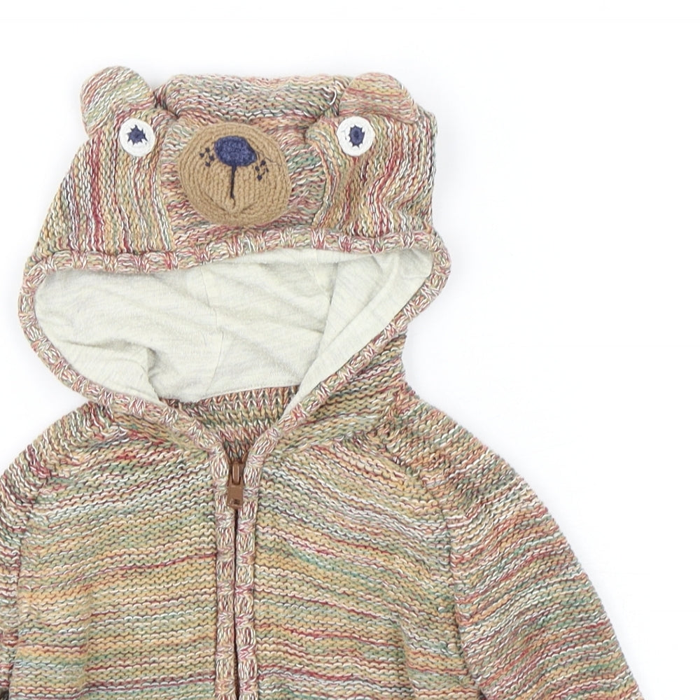 TU Boys Multicoloured Striped Cotton Full Zip Jumper Size 9-12 Months  Zip