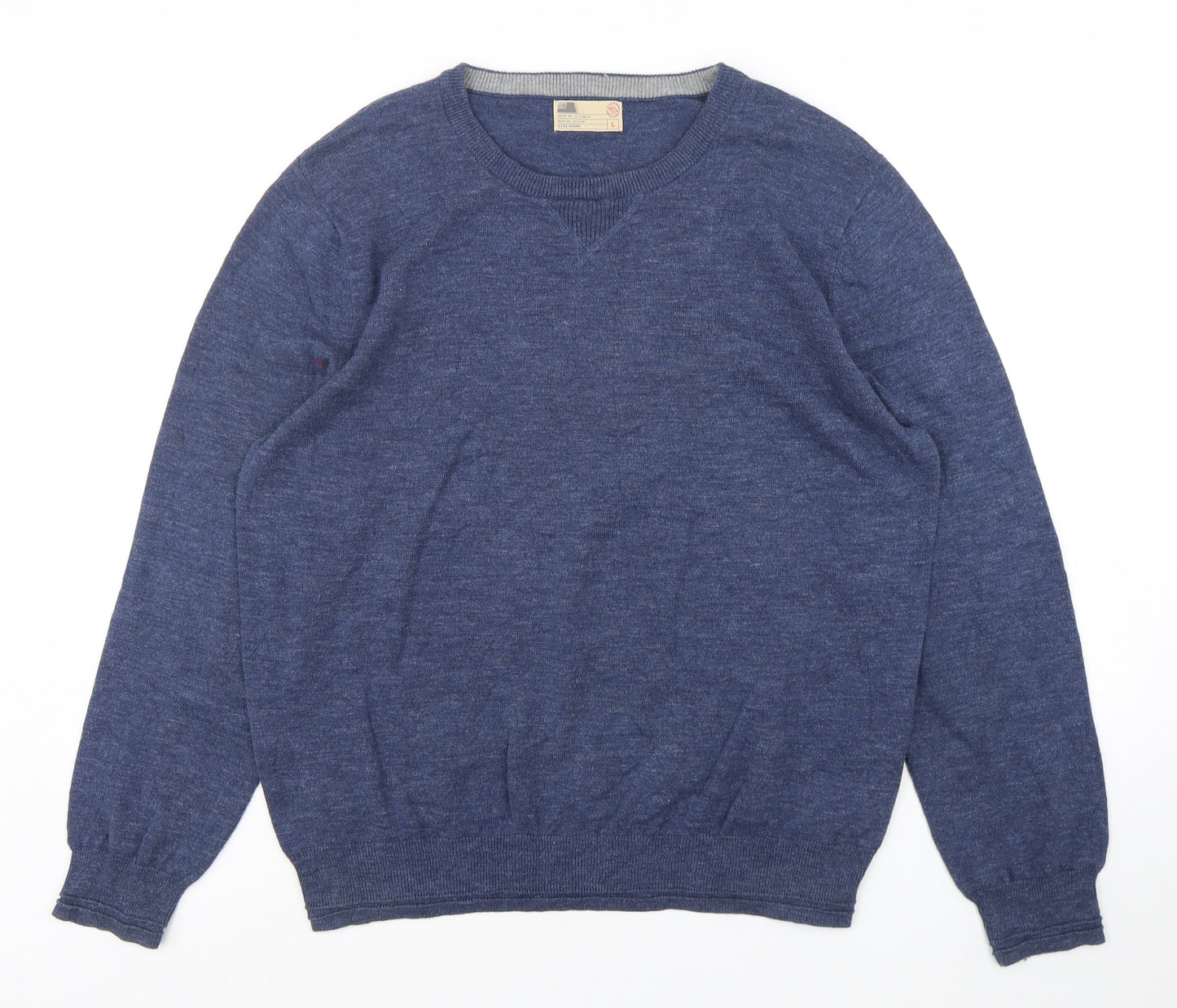 North Coast Mens Blue Round Neck  Cotton Pullover Jumper Size L