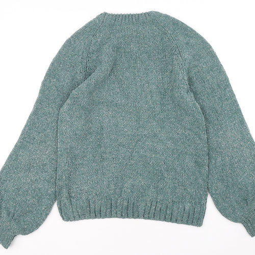 H&M Womens Green Round Neck  Polyamide Pullover Jumper Size XS