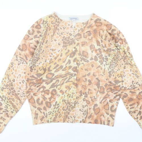 Collezioni Womens Multicoloured Round Neck Animal Print Acrylic Cardigan Jumper Size M