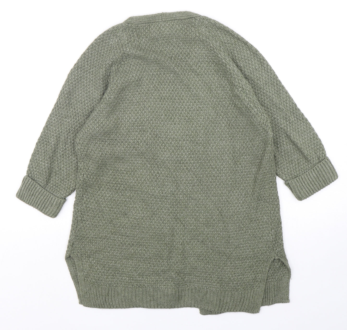 Fatface Womens Green V-Neck  Acrylic Cardigan Jumper Size 6