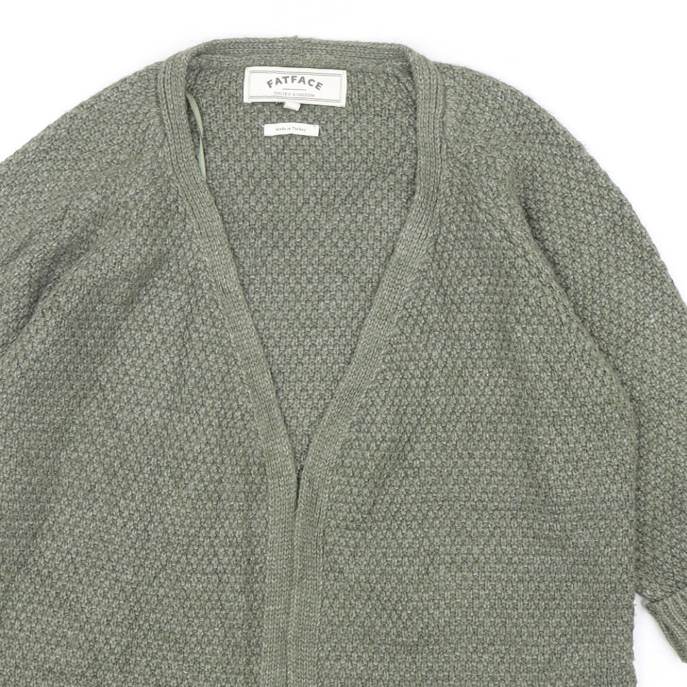 Fatface Womens Green V-Neck  Acrylic Cardigan Jumper Size 6