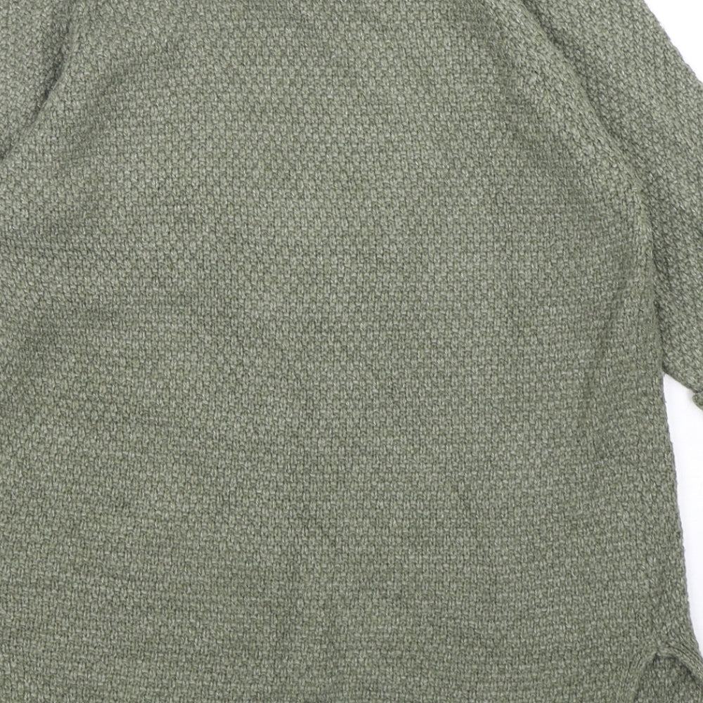 Fatface Womens Green V-Neck  Acrylic Cardigan Jumper Size 6