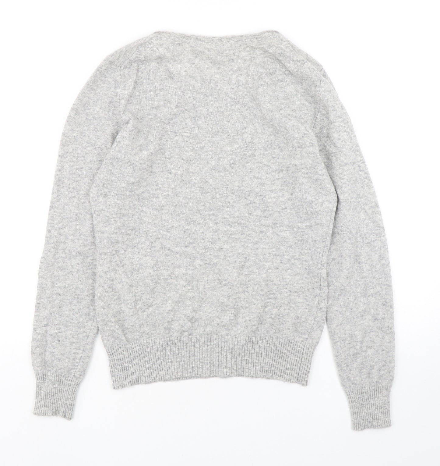 Stile Benetton Womens Grey Round Neck  Wool Cardigan Jumper Size M
