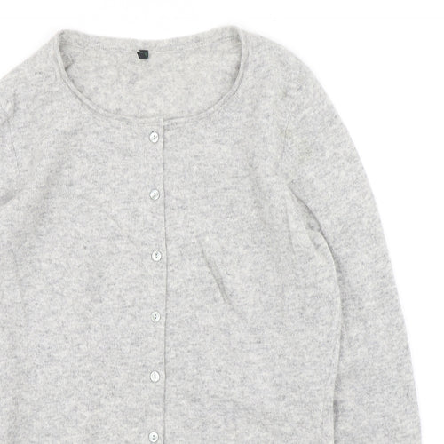 Stile Benetton Womens Grey Round Neck  Wool Cardigan Jumper Size M