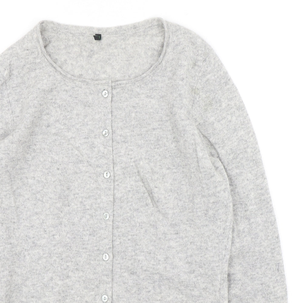 Stile Benetton Womens Grey Round Neck  Wool Cardigan Jumper Size M
