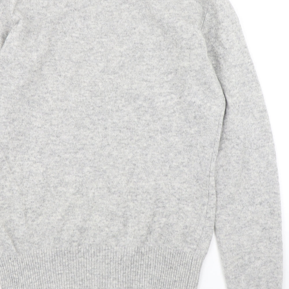 Stile Benetton Womens Grey Round Neck  Wool Cardigan Jumper Size M