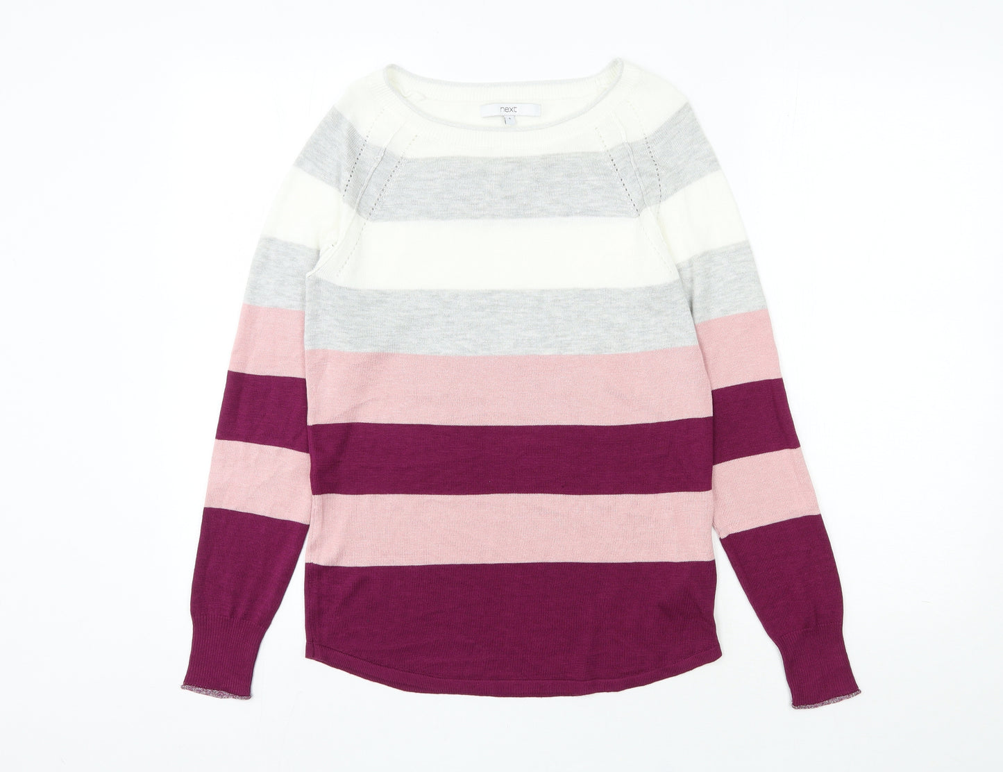 NEXT Womens Multicoloured Round Neck Striped Acrylic Pullover Jumper Size 8