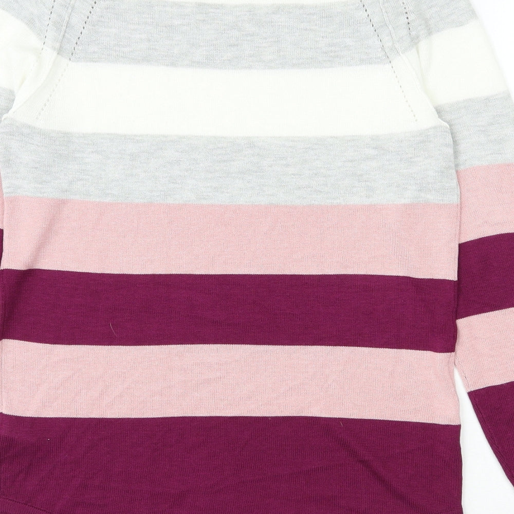 NEXT Womens Multicoloured Round Neck Striped Acrylic Pullover Jumper Size 8
