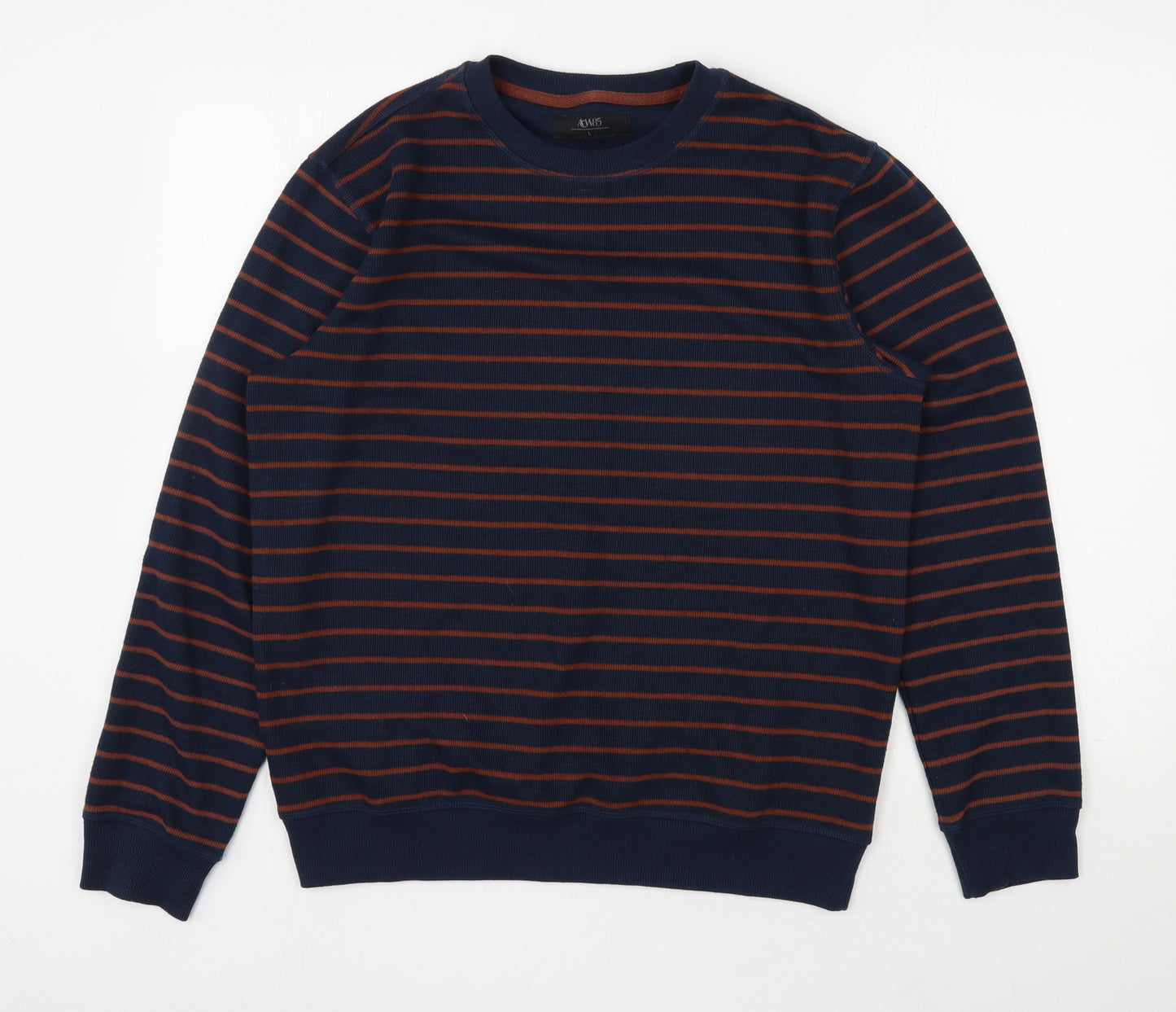 ACW85 Mens Blue Striped Polyester Pullover Sweatshirt Size L