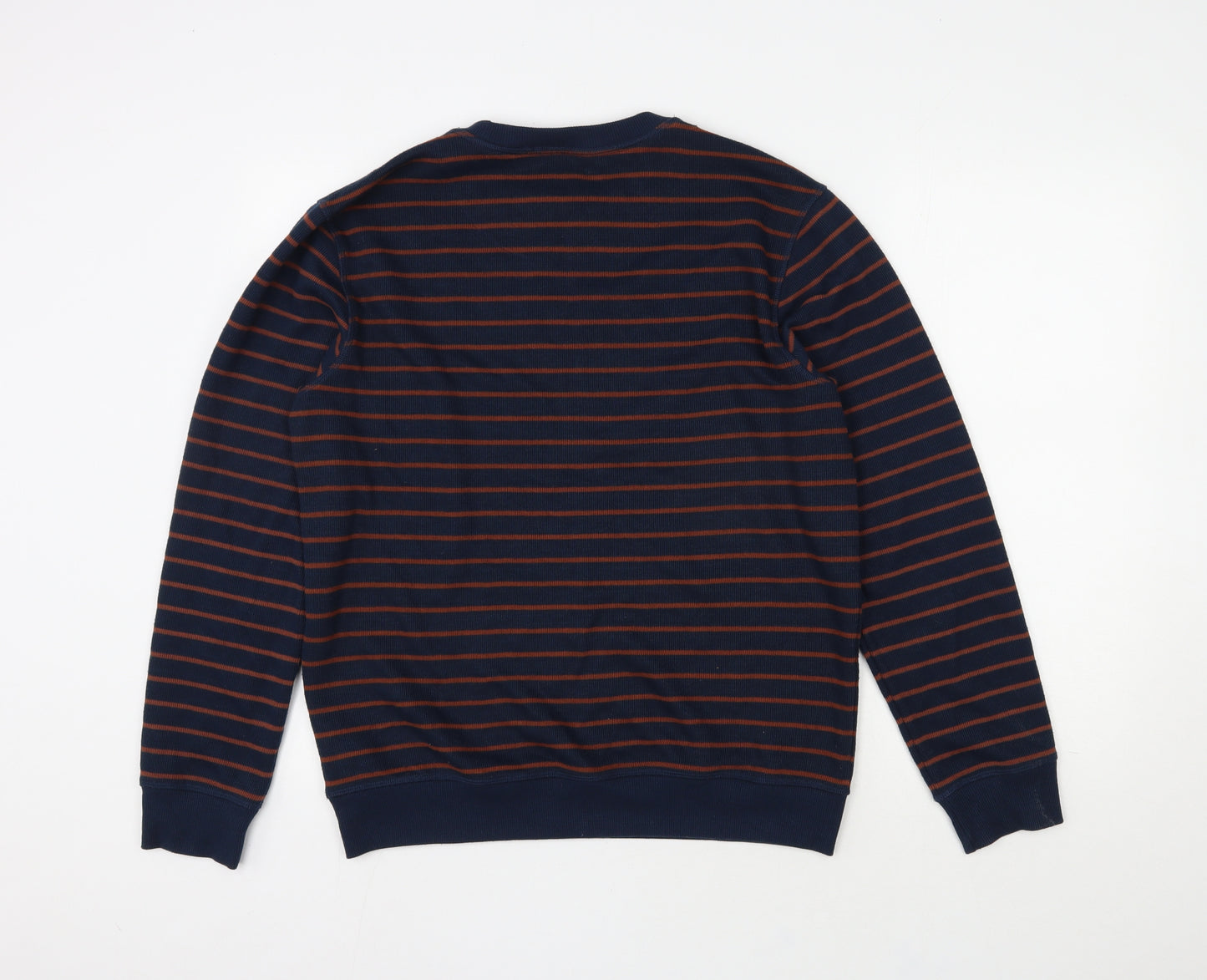 ACW85 Mens Blue Striped Polyester Pullover Sweatshirt Size L