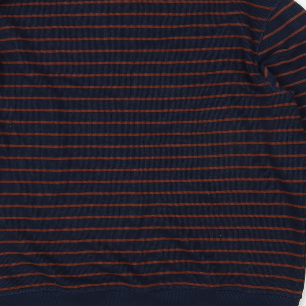 ACW85 Mens Blue Striped Polyester Pullover Sweatshirt Size L
