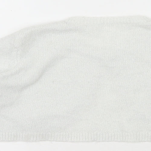 Matalan Girls White Round Neck  Acrylic Cardigan Jumper Size 4-5 Years  Button