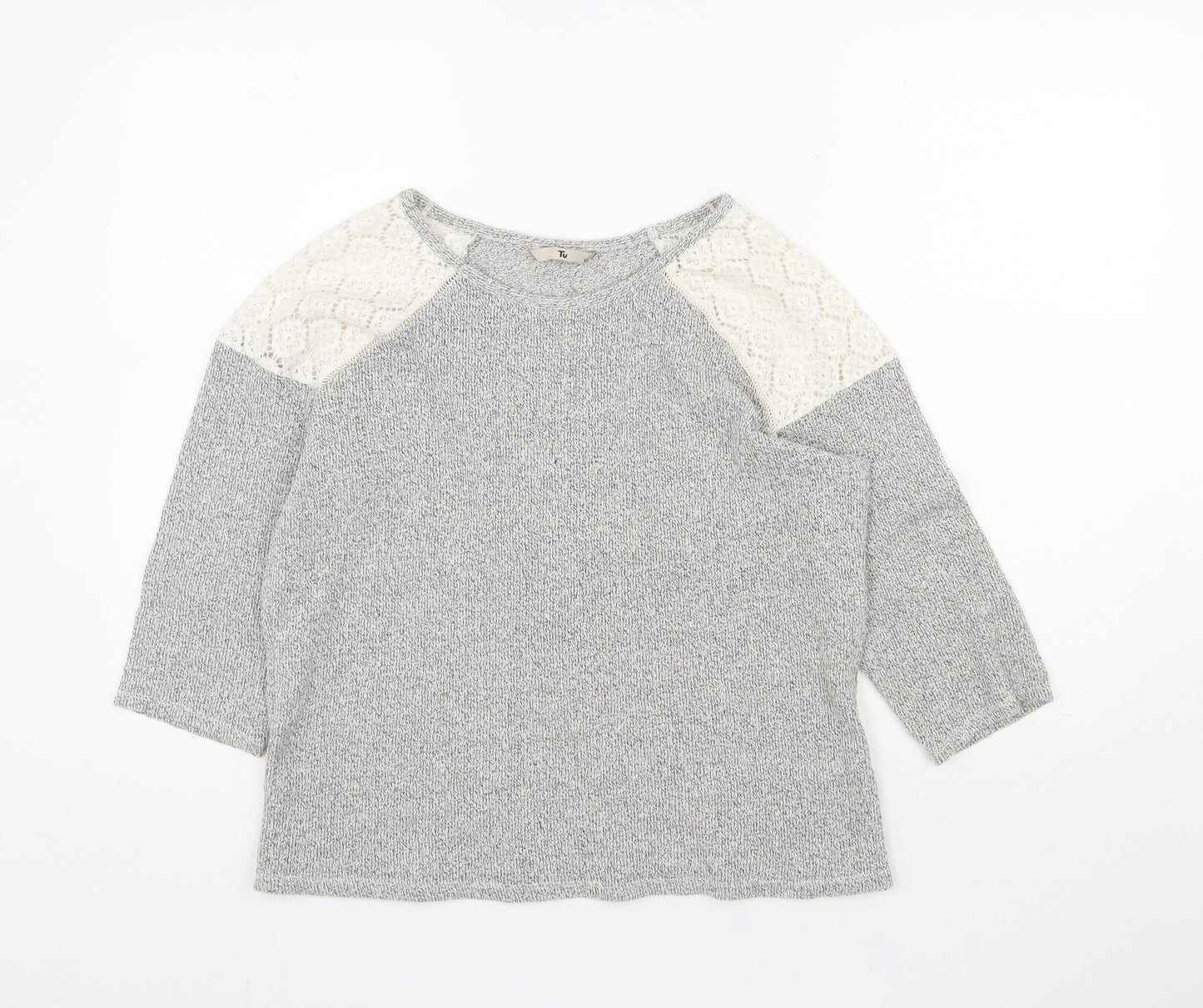 TU Womens Grey  Polyamide Pullover Sweatshirt Size 12  Pullover - Lace shoulders