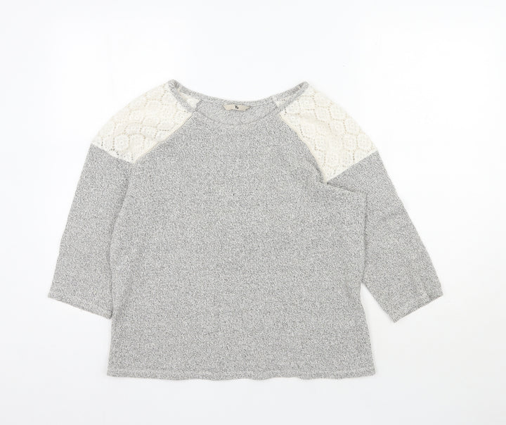 TU Womens Grey  Polyamide Pullover Sweatshirt Size 12  Pullover - Lace shoulders
