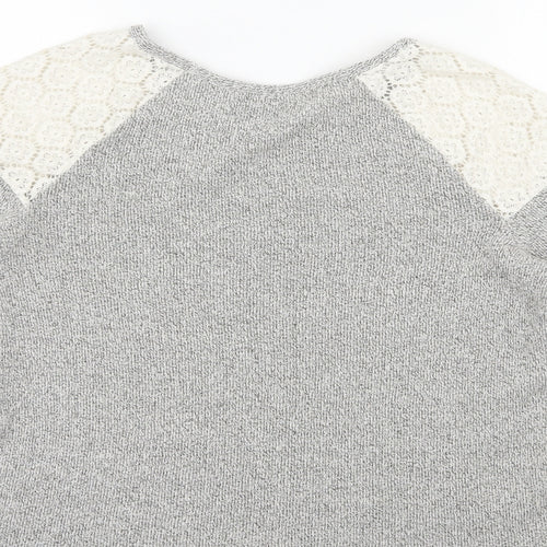 TU Womens Grey  Polyamide Pullover Sweatshirt Size 12  Pullover - Lace shoulders