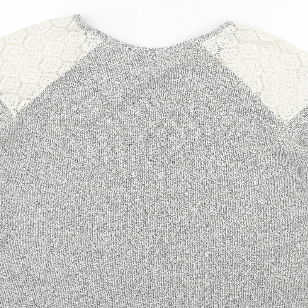 TU Womens Grey  Polyamide Pullover Sweatshirt Size 12  Pullover - Lace shoulders