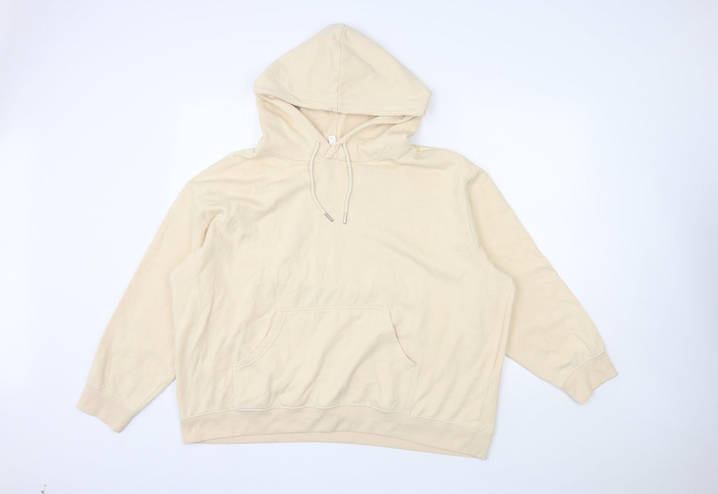 H&M  Womens Beige  Cotton Pullover Hoodie Size 2XL  Pullover
