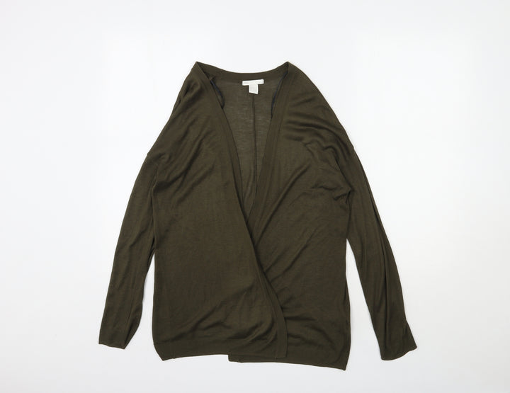 H&M Womens Green V-Neck Acrylic Cardigan Jumper Size S