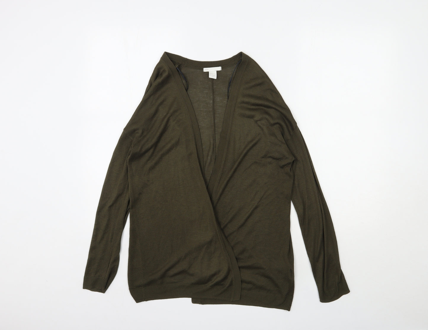 H&M  Womens Green V-Neck  Acrylic Cardigan Jumper Size S