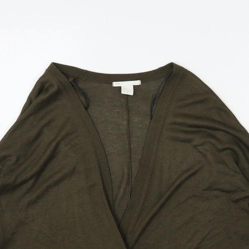 H&M  Womens Green V-Neck  Acrylic Cardigan Jumper Size S