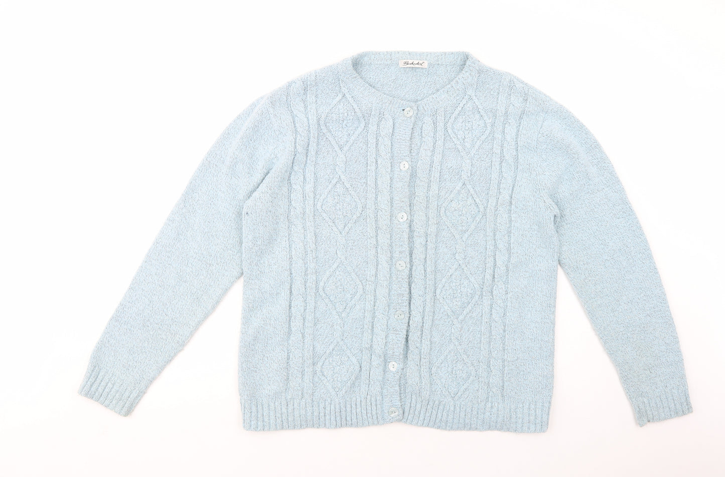 Berkertex Womens Blue Crew Neck  Acrylic Cardigan Jumper Size 18