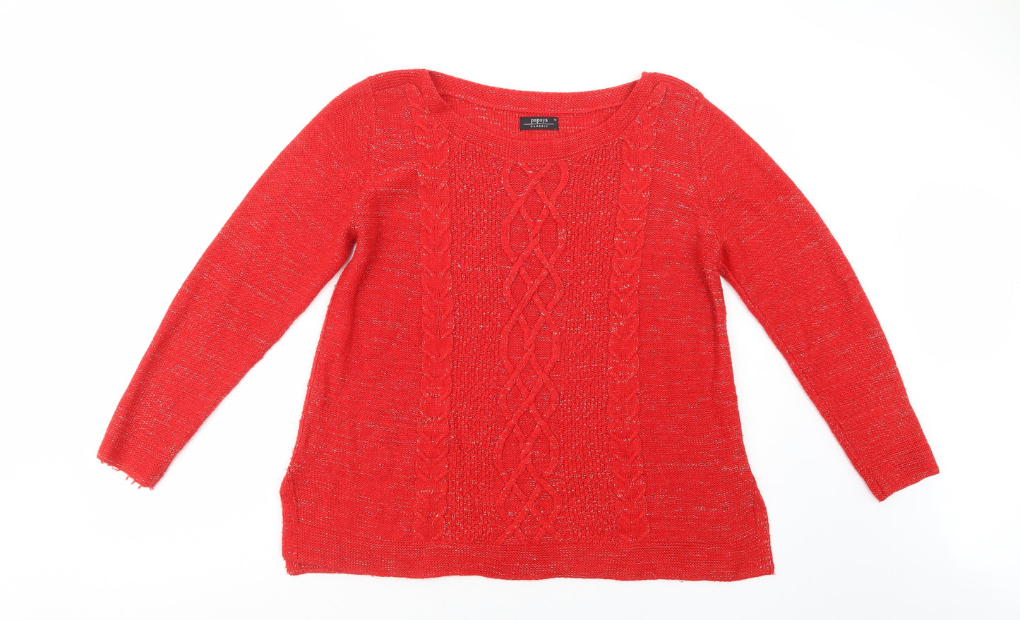 Papaya Womens Red Boat Neck  Acrylic Pullover Jumper Size 16