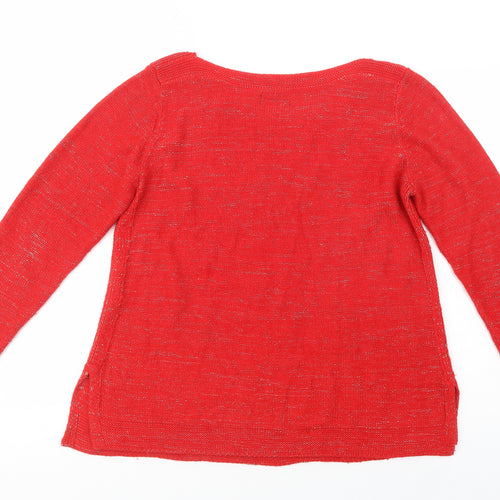 Papaya Womens Red Boat Neck  Acrylic Pullover Jumper Size 16
