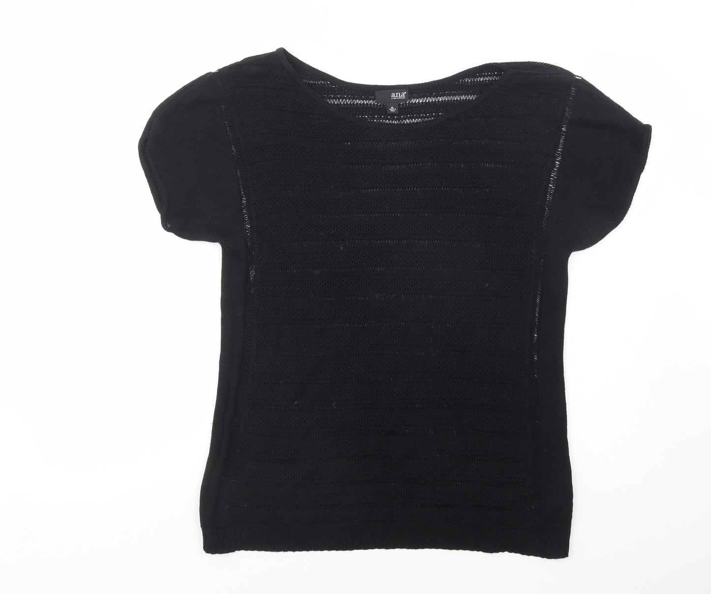 a.n.a . A New Approach Womens Black Boat Neck  Cotton Pullover Jumper Size XL