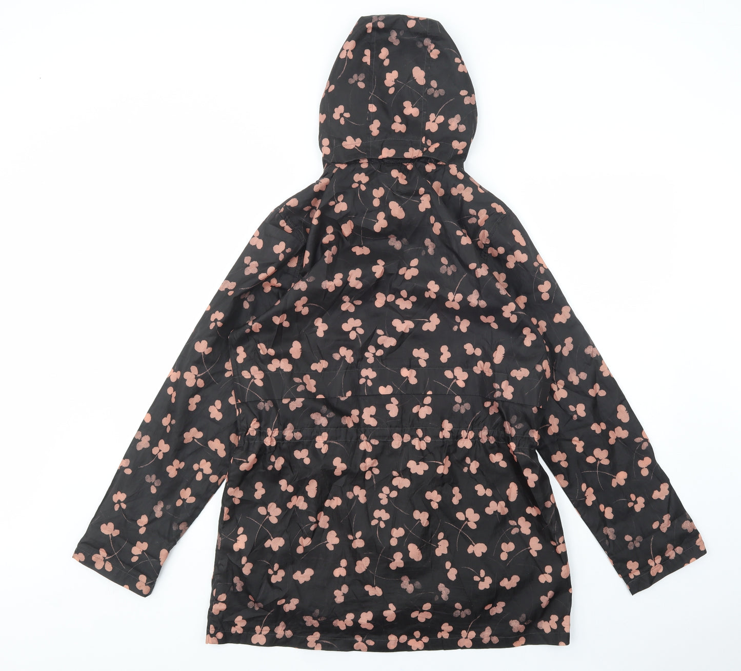 NEXT Womens Black Floral  Rain Coat Coat Size 12  Zip