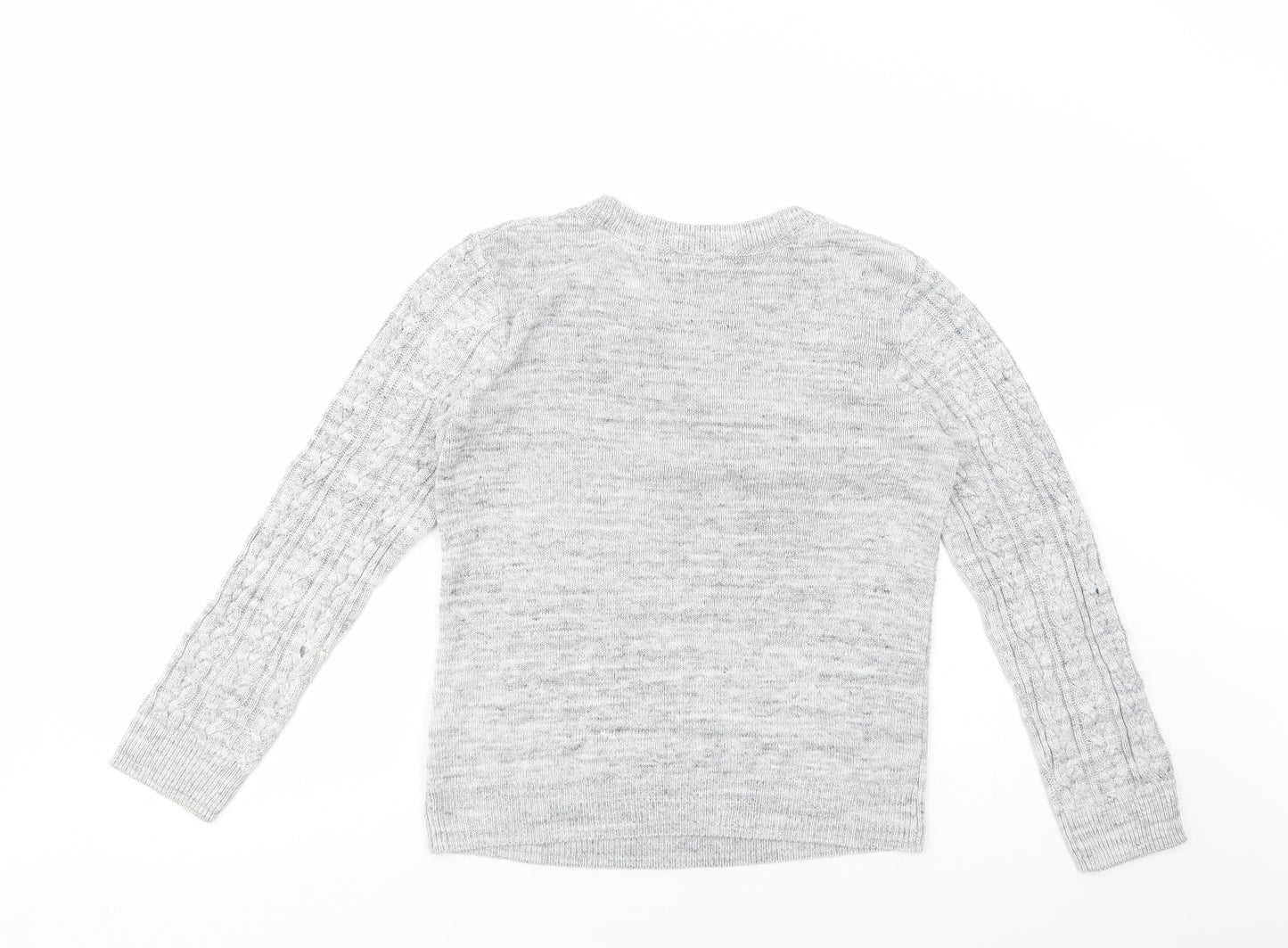 H&M Womens Grey Boat Neck  Cotton Pullover Jumper Size S