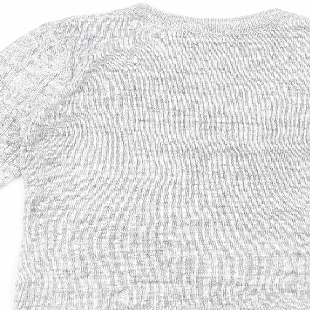 H&M Womens Grey Boat Neck  Cotton Pullover Jumper Size S